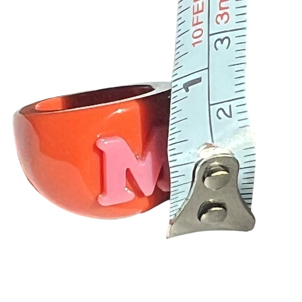 Orange M Pink Initial Chunky Ring Rave Retro Festival - Picture 5 of 7